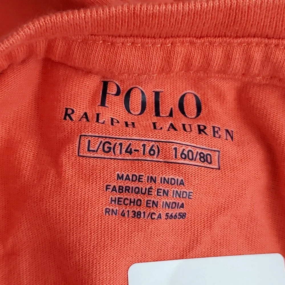 Polo Ralph Lauren Boys Shirt L/G (14-16) Orange Embroidered Logo Short Sleeve
